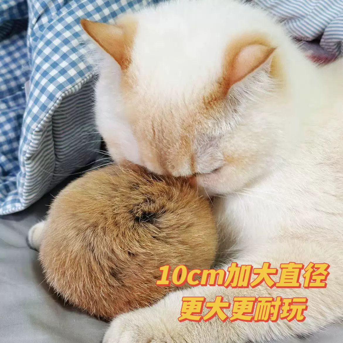 猫咪丰容天然真兔毛球内置猫薄荷虫瘿果逗猫互动自嗨解闷猫玩具