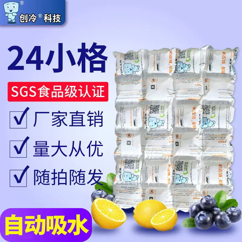 厂家现货24格食品保鲜冷藏航空冰袋快递一次性免注水冰包批发