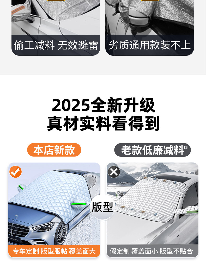 Car Front Windshield Snow Cover Glass Frost-Proof Anti-Freeze Anti-Snow Half Car Cover Cloth Winter Thickened Car Cover for Winter