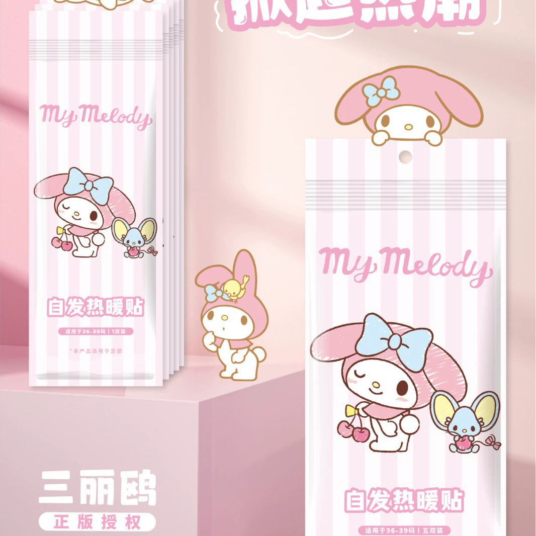 Оригинальные стельки серии Sanrio для семьи, 5 пар, самонагревающиеся зимние стельки-грелки
