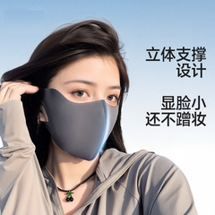 2025新型春夏ファッションシンプル薄手日焼け止めマスク女性高颜値通気氷糸紫外線防止日よけ