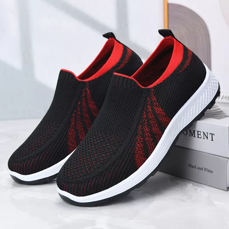 外贸女鞋大码跨境新款老北京布鞋健步鞋飞织一脚蹬运动休闲鞋女鞋