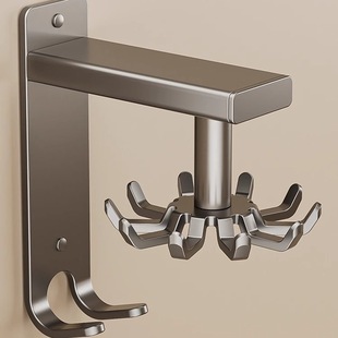 Kitchen Rotating Hook Wall-Mounted Storage Rack to Store Various Spatulas, Spoons and Shovels Without Punching Holes