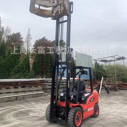 杭州X35升高4米自动挡燃油叉车配卡斯卡特圆抱夹包夹柴油叉车二手