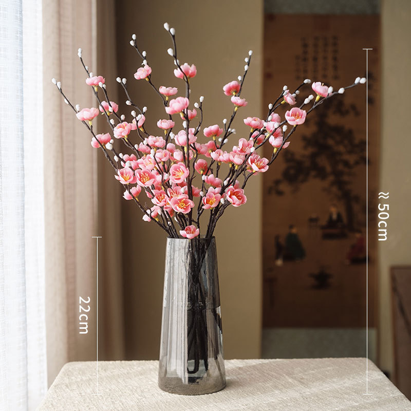 Flor de ciruela de ciruela flor de imitación flor de seda sala de estar gabinete de televisión decoración de mesa de té decoración de estilo chino para el hogar arreglos de flores