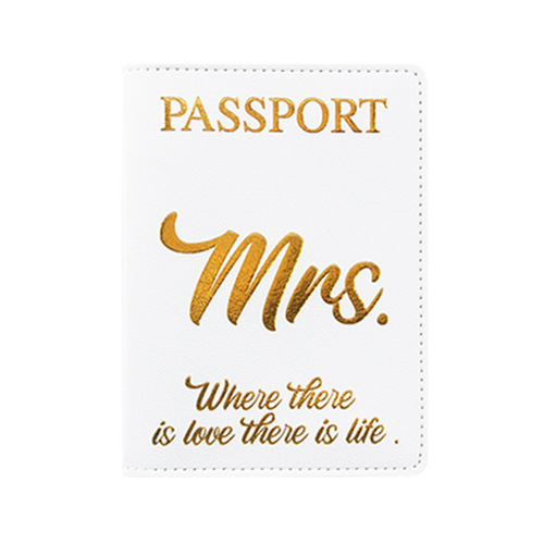 Wholesale cross-border PU leather black and white couple travel document bag Mr Mrs passport holder luggage tag set