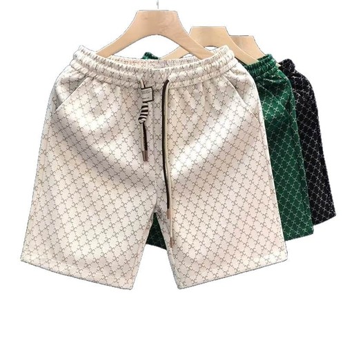 Green Casual Shorts for Men, Thin Model, American Style Trend Brand, Youth Outerwear, Versatile Loose Sport Five-Pocket Shorts