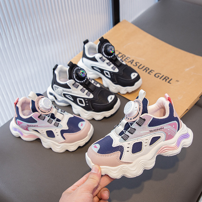 children‘s new spring and autumn sports shoes breathable little girl leather new patchwork pumps boys soft bottom casual shoes