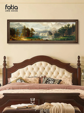 床头卧室挂画欧式主卧房间装饰画聚宝盆山水画美式客厅壁画高级感