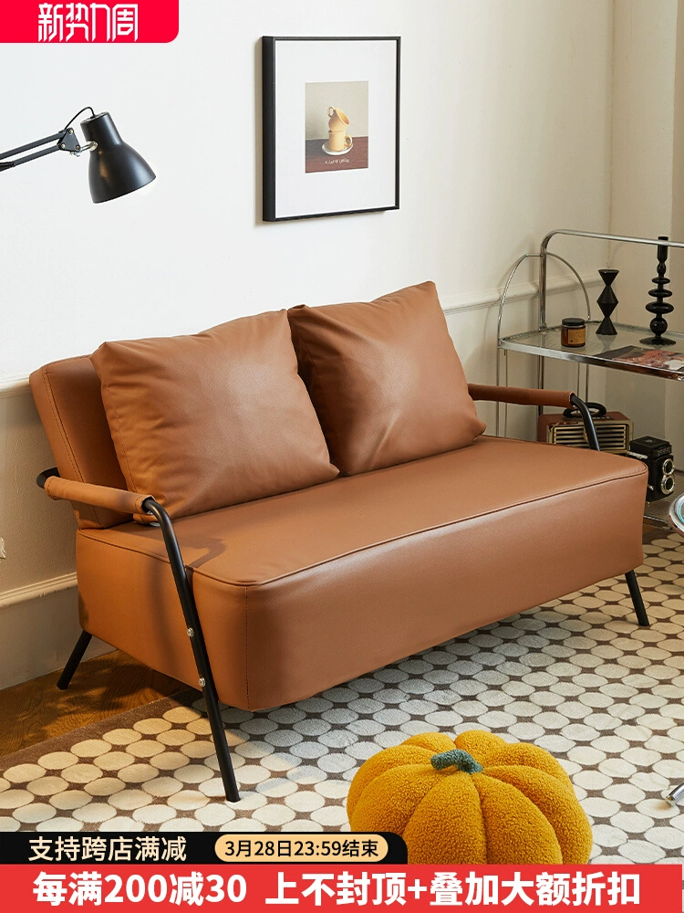 Одноместный диван из ткани для гостиной, новая модель 2025 года, для аренды маленькой квартиры, прямой ряд, технологичная ткань, компактный диван-кресло.