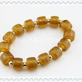 古法11*14mm老茶晶蜜蜡色大磨盘老琉璃珠子古法手工料珠DIY散珠