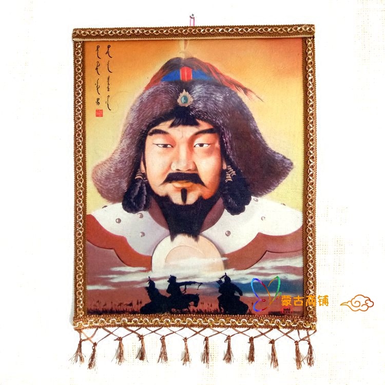 ✅蒙古彩毡画内蒙古特色成吉思汗工艺挂画蒙古包餐厅装饰画羊毛毡