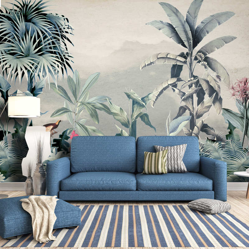 爱朵 无缝装饰壁画生态雨林东南亚芭蕉叶客厅卧室背景墙壁纸墙纸
