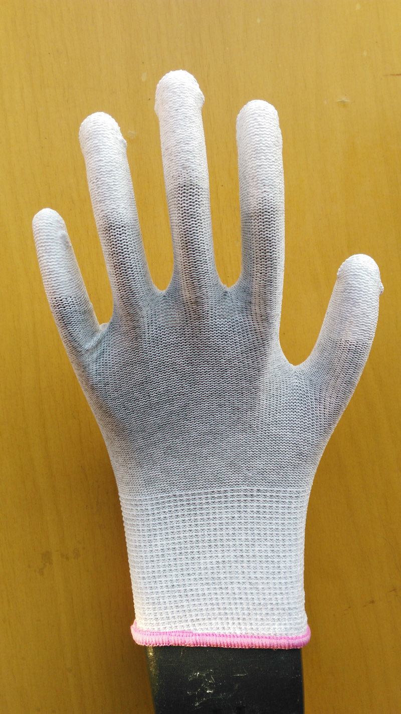 满60双批发炭纤维PU涂指手套劳保工作手套PU手套防静电手套