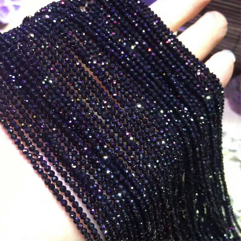 Shiny 2-6mm small beads natural black spinel cut facet loose beads semi-finished product DIY delicate bracelet and necklace pendant