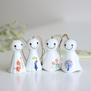 Japanese-style small fresh cute Jingdezhen ceramic sunny day doll bag hanging wind chime ornaments manufacturers 997