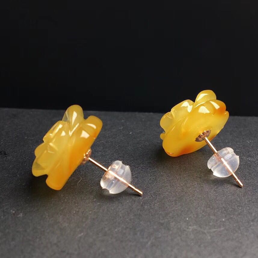 天然波罗的海琥珀蜜蜡小玫瑰花吊坠DIY手链项坠耳钉手工饰品配件