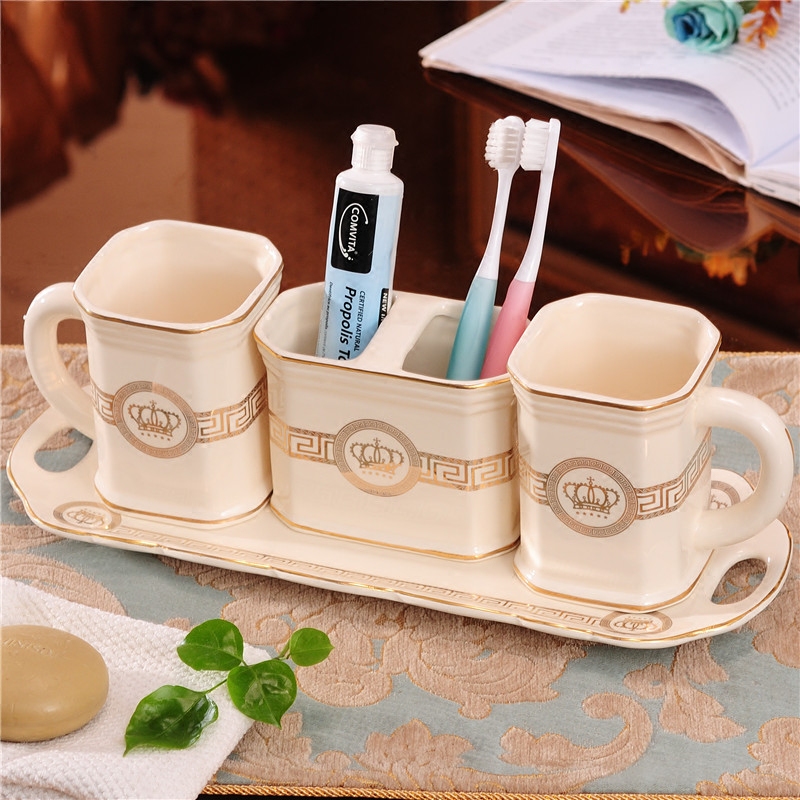 European-style Creative Ceramic Bathroom Five-piece Bathroom Supplies Toilet Couples Toothbrush Cup Gargle Cup Gargle suit
