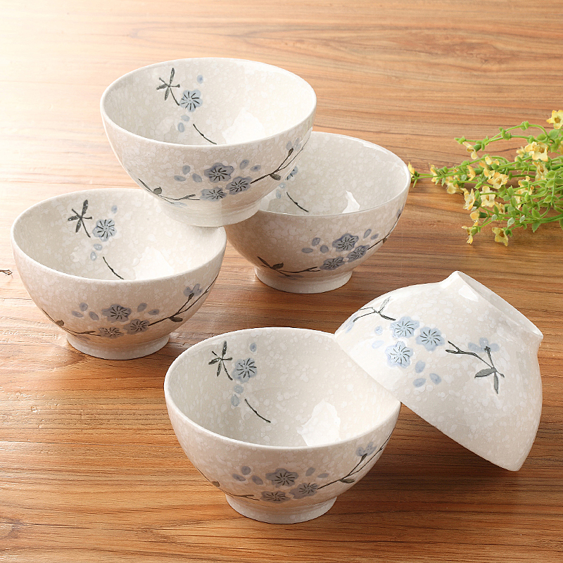 Yatai Ceramic Japanese-Style Snowflake Glaze Rice Bowl for Home Use, Retro Japanese-Style Cherry Blossom Old-Fashioned Small Bowl Yatai Ceramic Japanese-Style Snowflake Glaze Rice Bowl for Home Use, Retro Japanese-Style Cherry Blossom Old-Fashioned Small Bowl
