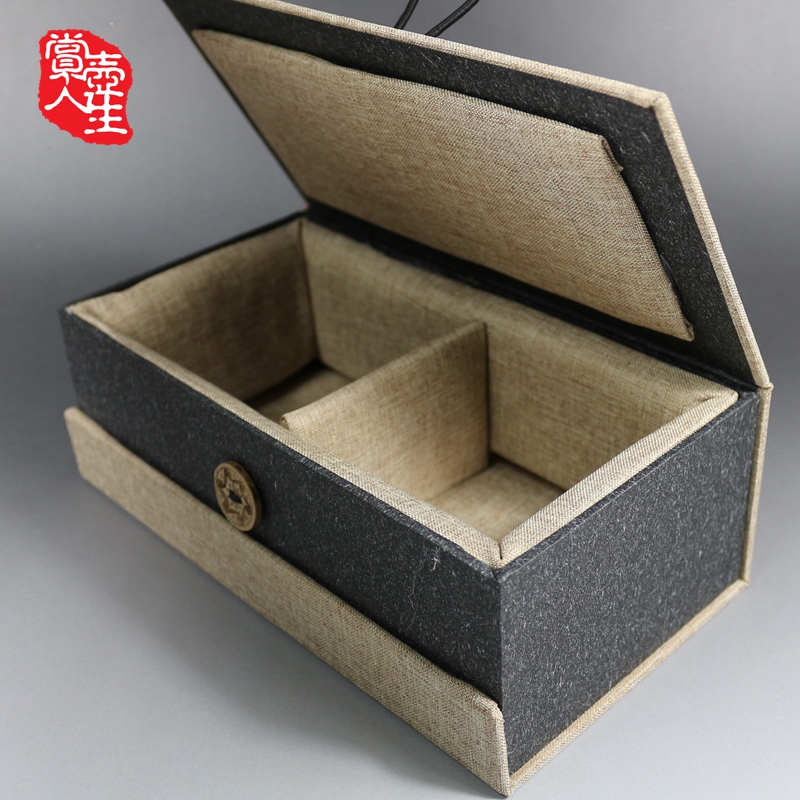 Caja de embalaje de arena púrpura, caja de regalo, caja de regalo, una olla de dos tazas, doble taza, caja de brocado de lino, caja vacía, fijación