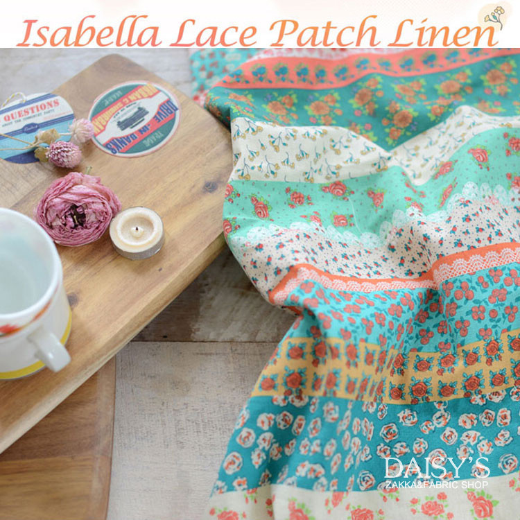 Curtain Sofa Tablecloth Isabella Pastoral Floral Lace Rose Striped Patch Cotton Linen Fabric Linen Fabric