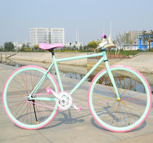 死飞自行车男款女式轻便小学生成年人倒刹骑荧光彩色复古公路单外