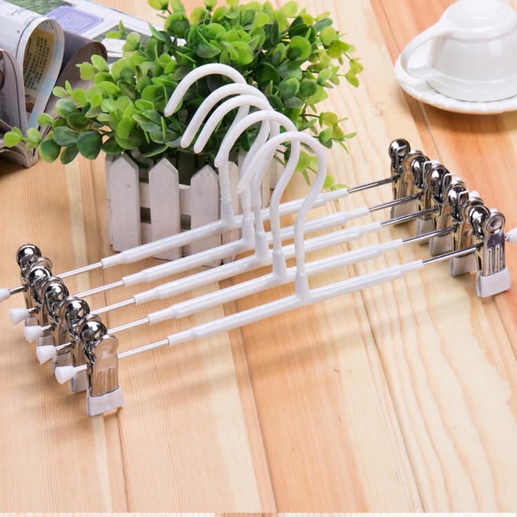 A1810 Pack Thickened Non-slip Dip Plastic Pants Rack Household Adult Seamless Non-slip Hanger Telescopic Metal Pants Hanger