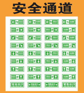 Evacuation passageway safety exit emergency exit sign fire escape sign wall sticker indicator sticker safety sign