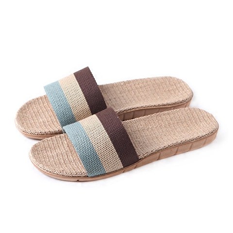 Four Seasons Linen Slippers Home Use Men's and Women's Couple's Home Wooden Floor Thick Bottom Non-Slip Indoor Slippers for Women in Summer