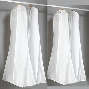 ✅ Extended Fishtail Wedding Dress Dust Cover, Widened and Thickened Double-Sided Non-Woven Fabric Dress Cover, White