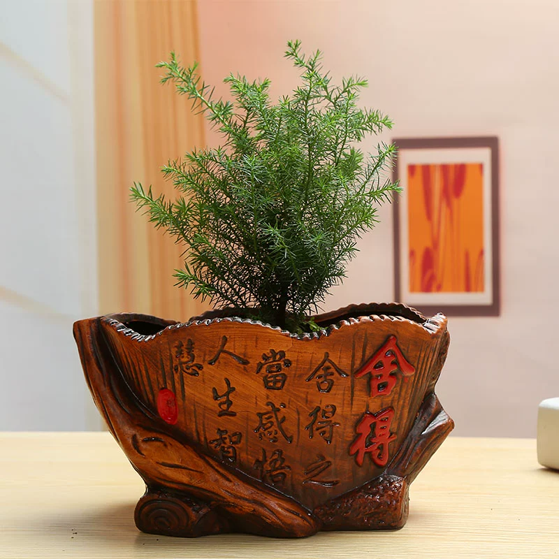 Европейский стиль ретро большое богатство дерево баньян кокосовое дерево горшок горшок горшок Ganoderma lucidum креативный крытый зеленый керамический цветочный горшок