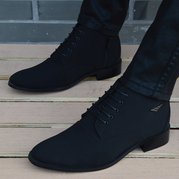 New spring and autumn men's cloth Korean-style British short boots men's leather shoes pointed high-top shoes casual Martin boots men's shoes