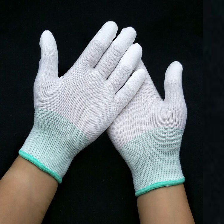 PU finger-coated gloves thin wear-resistant dust-free electronic anti-static labor protection coating white nylon gloves for men and women wholesale