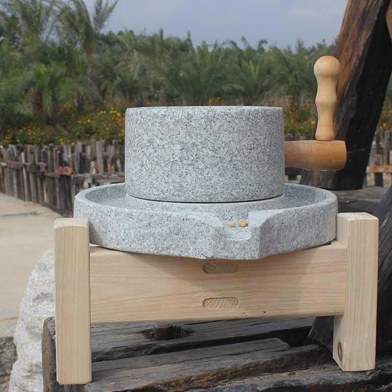 Natural Granite Stone Carving Grinding Disc, Handmade Small Stone Mill, Hand-Cranked Stone Mill, Household Rice Noodle Machine, Nostalgic Old Stone Mill, Soy Milk Machine