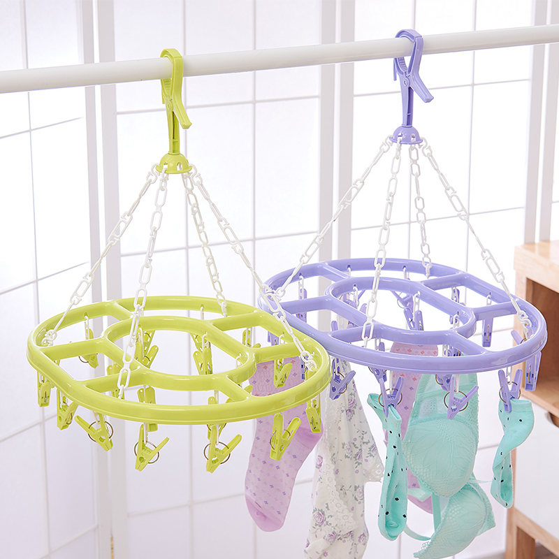 Plastic Round Multi-Clip Cooling Socks Multi-Functional Dormitory Student Home Clothespin Hook Disc Drying New