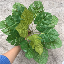 16叶龟背叶盆景植物墙配草客厅家居商店装饰花绢花摆件