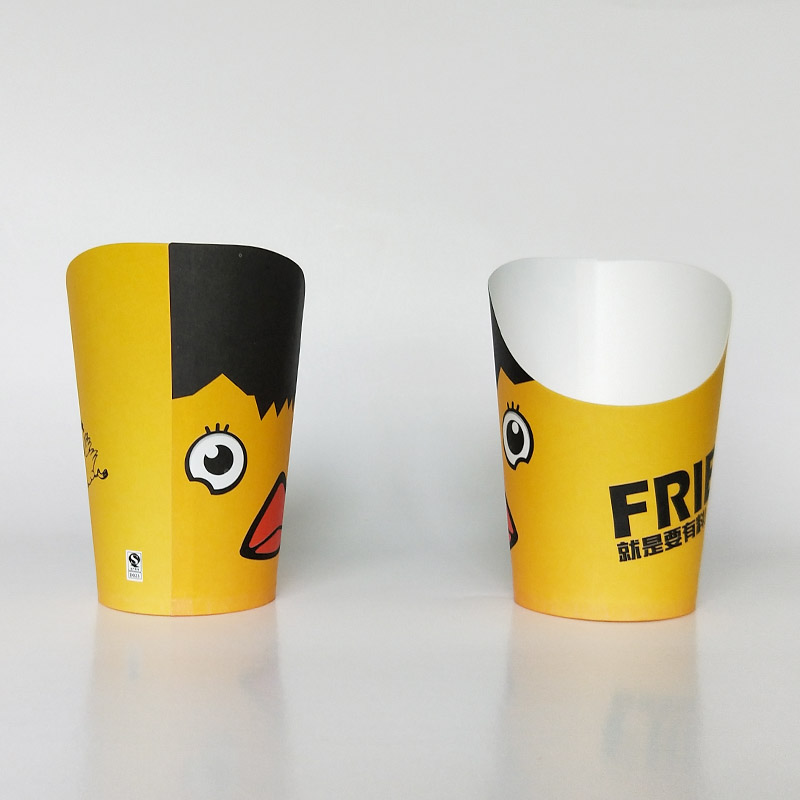 Taza de papas fritas, taza mágica desechable, taza de embalaje de papas fritas, huevo, pollo, caja de embalaje de bocadillos cuadrados