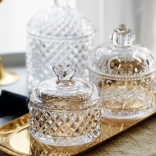 米诺水晶罗马玻璃罐精致浮雕小糖果罐新婚喜庆化妆首饰收泰酷斯拉