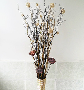 Flower Arrangement, Willow Branches, Branches, Decoration, Living Room Floor-To-Ceiling Window Partition, Home Furnishings, Dried Flowers, Modern and Simple