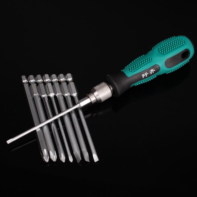 Venta al por mayor Qianqijia 9 piezas de conjunto de combinación de destornillador multifunción reparación herramienta de desmontaje más cabezal de lote de cruz magnética