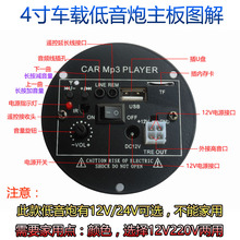 车载低音炮重圆筒桶12V24汽车货车无线蓝牙音箱摩托音响改装