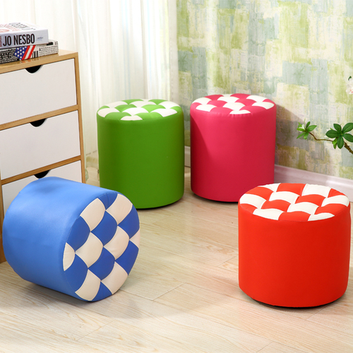 Creative solid wood small stool, fashionable pouf, sofa, coffee table stool, round stool, household leather stool, small bench, adult foot stool