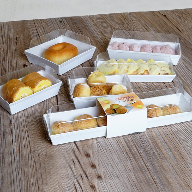 Caja de papel de plástico cuadrada de Kwai Le Caja de sándwich de papel Caja de polvo de pastel de punto oeste Caja de embalaje Puff Caja de embalaje sucia