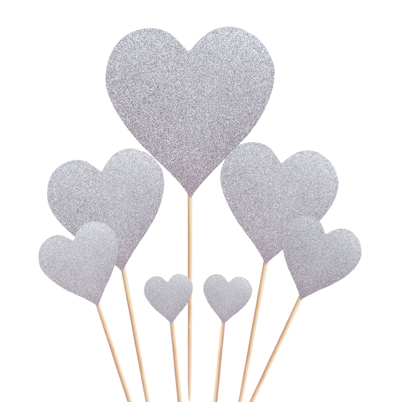 Cake topper heart picks, assorted red/rose and mixed sets, multiple pack sizes (70–100 pcs)