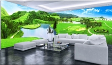 FJ0718全屋背景墙高尔夫球场风景3D绿色大型背景墙森林湖泊美景