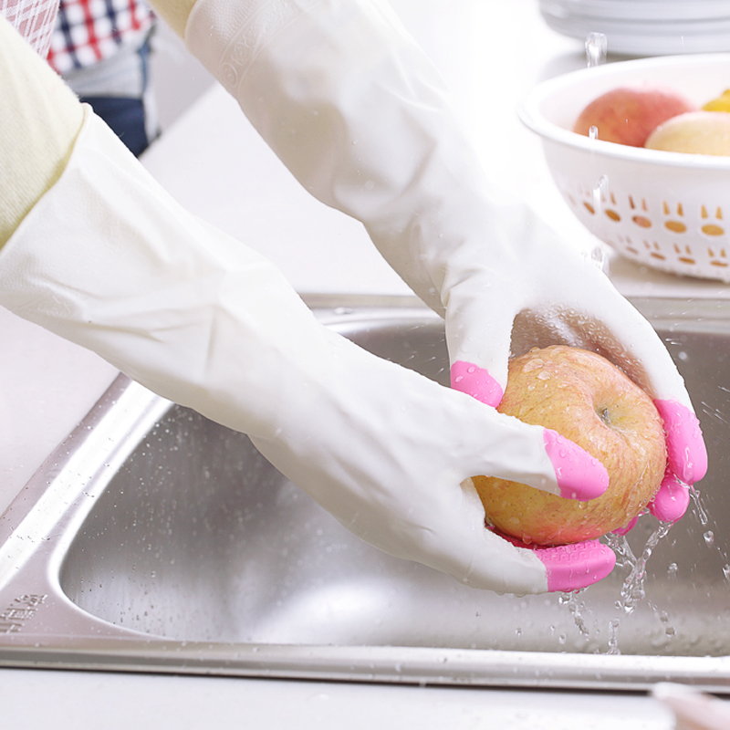 MX56指尖加厚家务清洁洗碗手套女防水耐用橡胶洗衣服丁腈手套厨房
