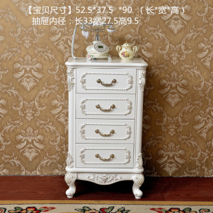 New European-Style French Gold and Silver Painted Chest of Drawers, Pastoral Five-Drawer White Storage Cabinet, Storage Drawer Cabinet, Fully Assembled