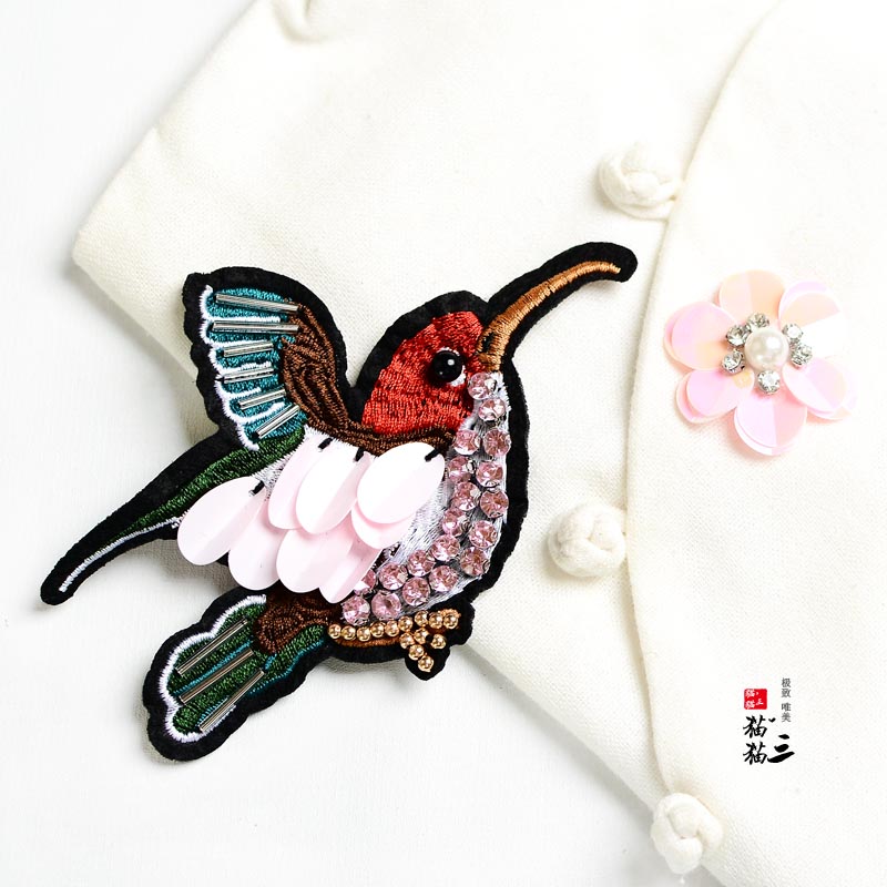 刺绣钉钻亮片小鸟布贴 手工服装包包鞋子辅料DIY个性装饰贴