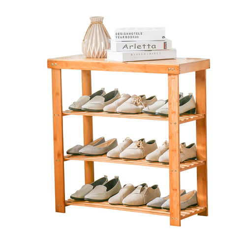 Wholesale Simple Home Entrance Mantel Multi-layer Shoe Rack Low Bench Space-saving Bamboo Shoe Stand Cabinet Wooden