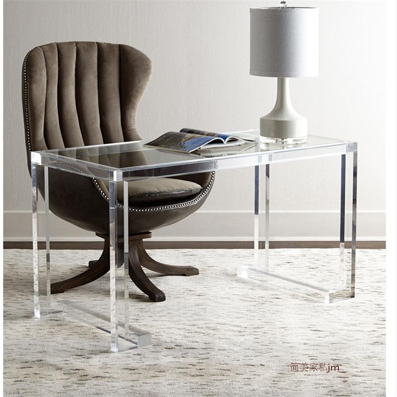 L7 Acrylic Desk Fully Transparent Bedroom Writing Desk Modern Computer Table Casual Plexiglass Dressing Table Fixed